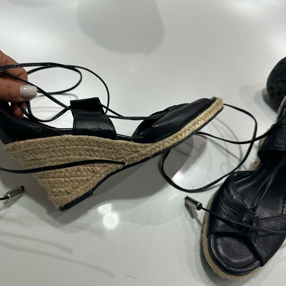 ANTONIO‎ MELANI Black Espadrille Shoes with Strappy Design